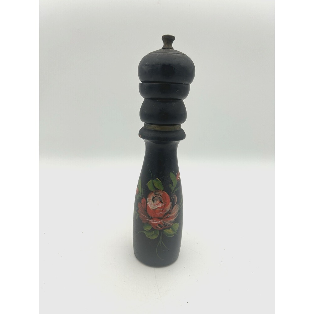 VTG Zassenhaus Pepper Mill Grinder West Germany Dark Wood Marked Rose Pattern 8"